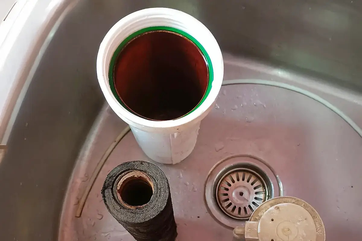 Choked dirty pre-filter candle before service